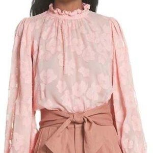 Ulla Johnson Sandrine Silk & Cotton Jacquard Pink Blouse